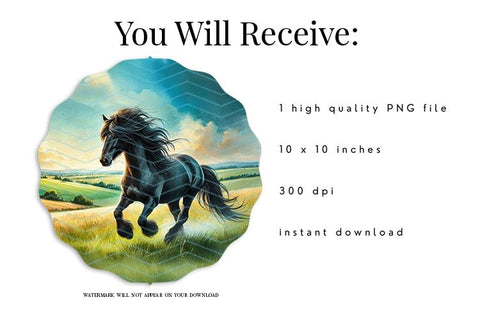 Black Horse Wind Spinner Sublimation Design Sublimation BijouBay 