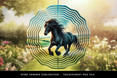 Black Horse Wind Spinner Sublimation Design Sublimation BijouBay 