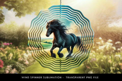 Black Horse Wind Spinner Sublimation Design Sublimation BijouBay 