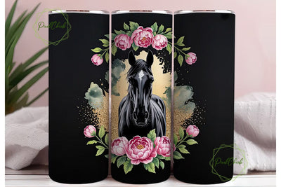 Black Horse with Pink PeoTHSPs Tumbler Sublimation PixelChick 