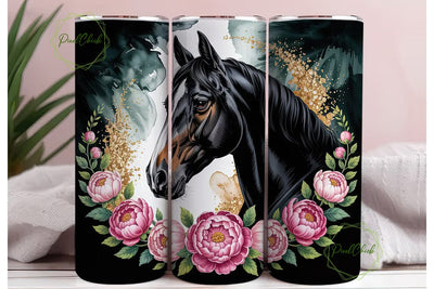Black Horse with Pink PeoTHSPs Tumbler Sublimation PixelChick 