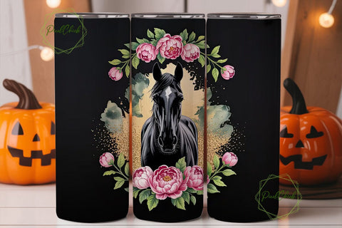 Black Horse with Pink PeoTHSPs Tumbler Sublimation PixelChick 