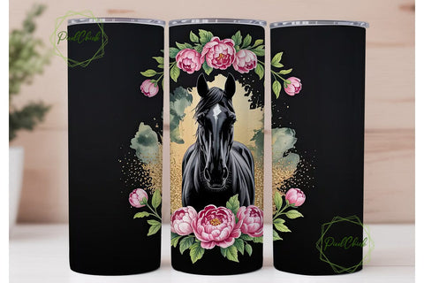 Black Horse with Pink PeoTHSPs Tumbler Sublimation PixelChick 