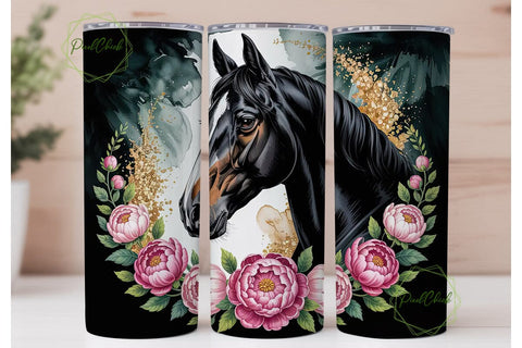 Black Horse with Pink PeoTHSPs Tumbler Sublimation PixelChick 