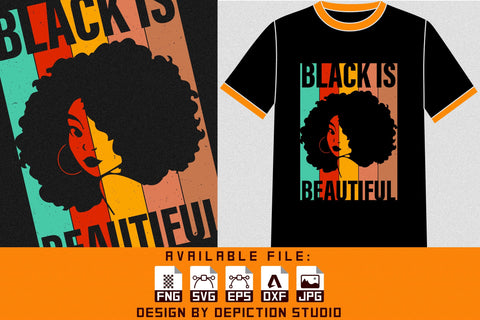 Black Is Beautiful Afro Girl T-Shirt, Pride Month Shirt, Black History Month Shirt Print Template Sketch DESIGN Depiction Studio 