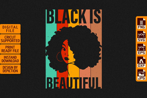 Black Is Beautiful Afro Girl T-Shirt, Pride Month Shirt, Black History Month Shirt Print Template Sketch DESIGN Depiction Studio 