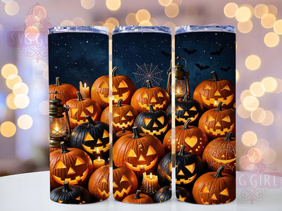 Black Jack O Lanterns 20oz Tumbler, Halloween Design, Jack O Lantern, Black Theme, Spooky Motif, Mystical Style, 20oz Wrap, Sublimation Tumbler Sublimation SvggirlplusArt 
