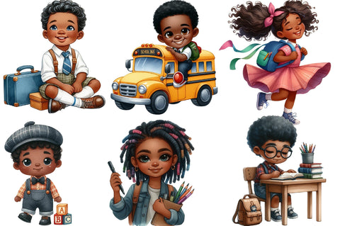 Black Kids Back to School Clipart Bundle Sublimation SVGista 