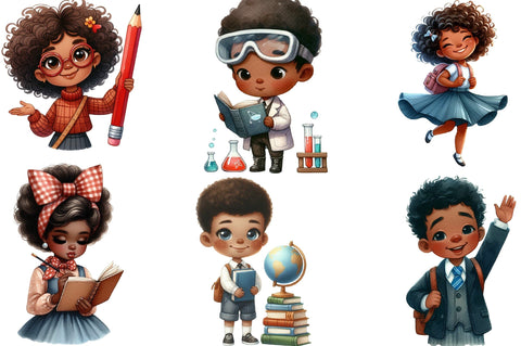 Black Kids Back to School Clipart Bundle Sublimation SVGista 