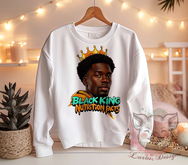 Black King Graphic, Nutrition Facts Design, Healthy Lifestyle PNG, Fitness Sublimation Art, Inspirational Fitness Clipart, Black Culture Download, Health Awareness Print Sublimation Lara' s Designs 