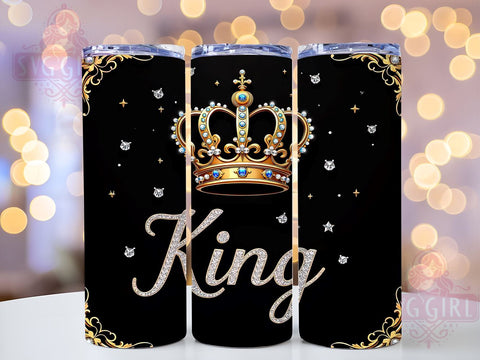 Black King Tumbler, Gold Glitter Tumbler, 20oz Tumbler Sublimation, Men's Tumbler Wrap, King Tumbler Design, Masculine Tumbler, Royal Tumbler Sublimation SvggirlplusArt 