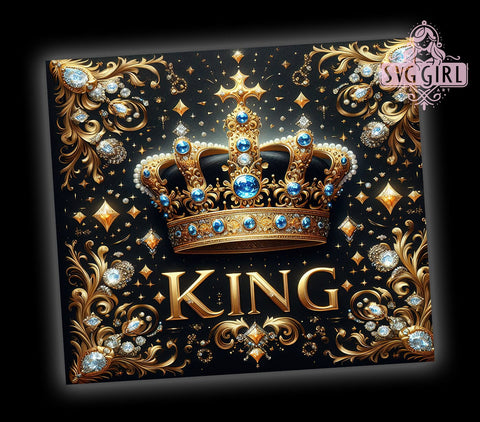 Black King Tumbler, Gold Glitter Tumbler, 20oz Tumbler Sublimation, Men's Tumbler Wrap, King Tumbler Design, Masculine Tumbler, Royal Tumbler Sublimation SvggirlplusArt 