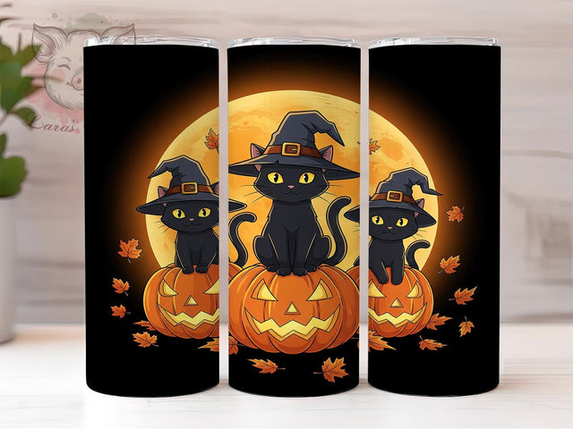 Black Kitten Pumpkin Halloween Tumbler, Pumpkin Halloween Wrap, 20Oz Sublimation Design, Cute Cat Drinkware, Spooky Fall Cup, Autumn Cat Lover Gift, Halloween Kitten Tumbler Sublimation Lara' s Designs 