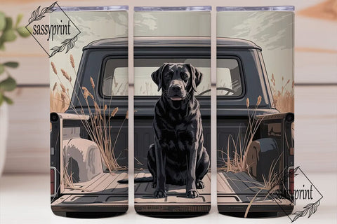Black Lab in Truck 20oz Tumbler Wrap Sublimation sassyprint 