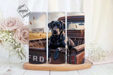 Black Lab in Truck 20oz Tumbler Wrap Sublimation sassyprint 