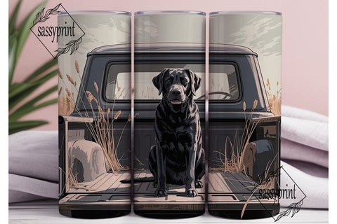 Black Lab in Truck 20oz Tumbler Wrap Sublimation sassyprint 
