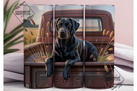 Black Lab in Truck 20oz Tumbler Wrap Sublimation sassyprint 