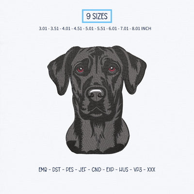 Black Labrador Retriever Embroidery Design – Realistic Black Lab Dog Portrait Machine Embroidery File Embroidery/Applique DESIGNS PatternFeed8 