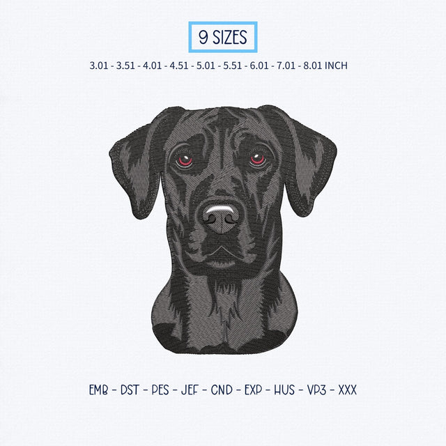 Black Labrador Retriever Embroidery Design – Realistic Black Lab Dog Portrait Machine Embroidery File Embroidery/Applique DESIGNS PatternFeed8 