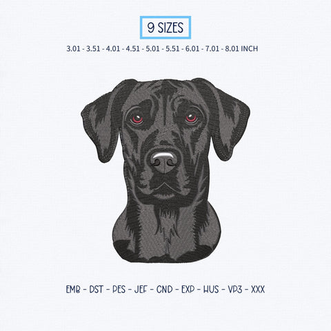 Black Labrador Retriever Embroidery Design – Realistic Black Lab Dog Portrait Machine Embroidery File Embroidery/Applique DESIGNS PatternFeed8 