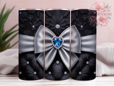 Black Lace Coquette Tumbler, Gem Coquette Wrap, Diamond Quilt Cup, 20oz Sublimation Wrap, Stylish Glam Design Tumbler, Artistic Lace Bow Cup, Elegant Coquette Theme Wrap Sublimation Li Zamperini 