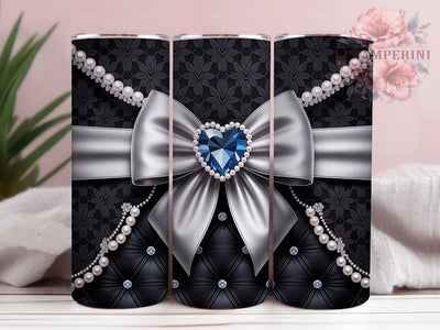 Black Lace Coquette Tumbler, Gem Coquette Wrap, Diamond Quilt Cup, 20oz Sublimation Wrap, Stylish Glam Design Tumbler, Artistic Lace Bow Cup, Elegant Coquette Theme Wrap Sublimation Li Zamperini 