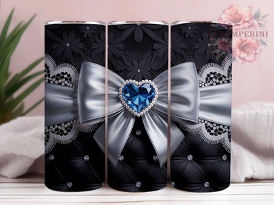 Black Lace Coquette Tumbler, Gem Coquette Wrap, Diamond Quilt Cup, 20oz Sublimation Wrap, Stylish Glam Design Tumbler, Artistic Lace Bow Cup, Elegant Coquette Theme Wrap Sublimation Li Zamperini 