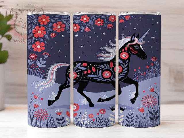 Black Magical Unicorn Tumbler, Fantasy Unicorn Wrap, Magical Unicorn Sublimation, 20oz Unicorn Tumbler, Mystical Unicorn Art, Enchanted Unicorn Mug, Whimsical Fantasy Cup Sublimation Lara' s Designs 