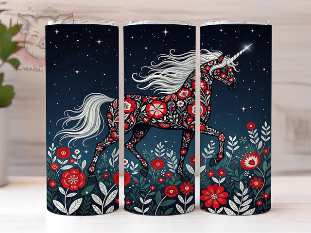 Black Magical Unicorn Tumbler, Fantasy Unicorn Wrap, Magical Unicorn Sublimation, 20oz Unicorn Tumbler, Mystical Unicorn Art, Enchanted Unicorn Mug, Whimsical Fantasy Cup Sublimation Lara' s Designs 