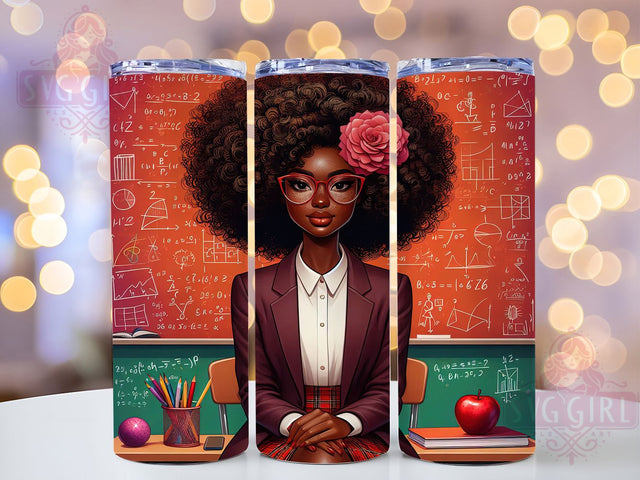 Black Math Teacher Tumbler, Math Teacher, Black Girl, Education Design, Tumbler Wrap, Sublimation Design, 20oz Tumbler Sublimation SvggirlplusArt 