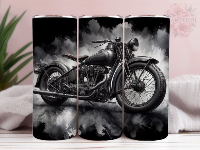 Black Motorcycle 20oz Tumbler Wrap PNG, Motorcycle Tumbler Png, Straight & Tapered Tumbler Wrap, Instant Digital Download Sublimation Li Zamperini 
