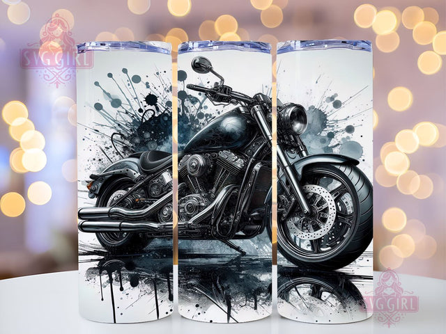 Black Motorcycle 20oz Tumbler Wrap Sublimation Design, Straight Tapered Tumbler Wrap, Motorcycle Tumbler Png, Instant Digital Download Sublimation SvggirlplusArt 
