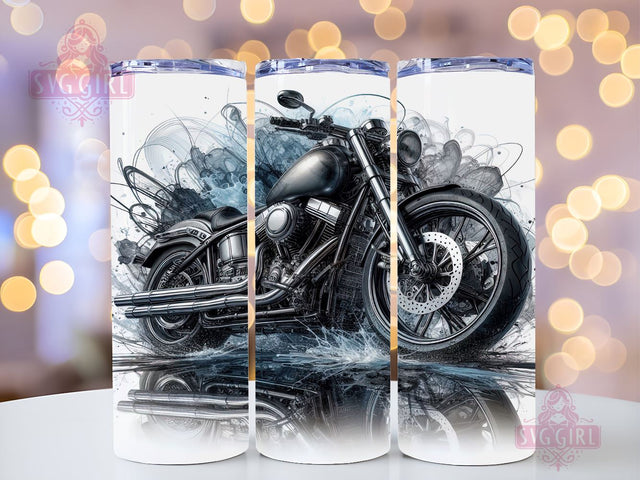 Black Motorcycle 20oz Tumbler Wrap Sublimation Design, Straight Tapered Tumbler Wrap, Motorcycle Tumbler Png, Instant Digital Download Sublimation SvggirlplusArt 