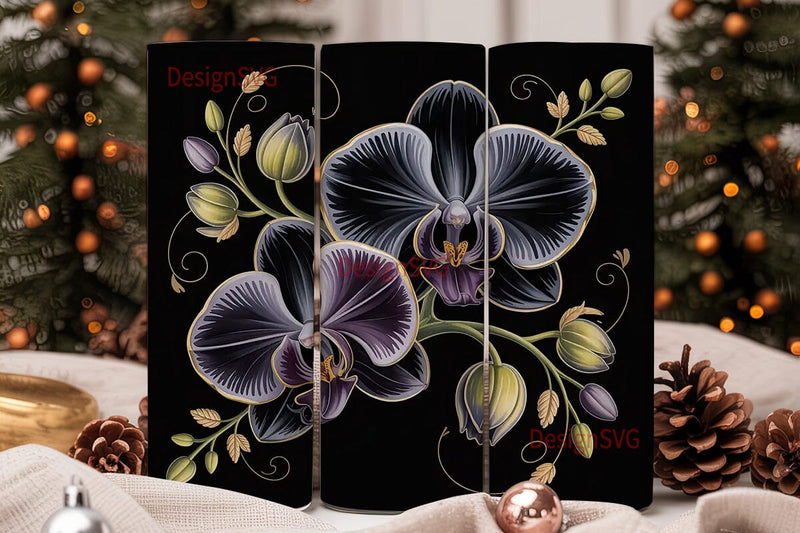Black Orchid 20oz Tumbler Wrap Sublimation DesignSVG 