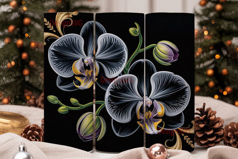 Black Orchid 20oz Tumbler Wrap Sublimation DesignSVG 