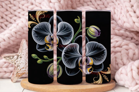 Black Orchid 20oz Tumbler Wrap Sublimation DesignSVG 