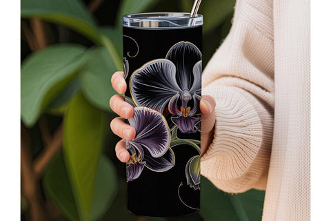 Black Orchid 20oz Tumbler Wrap Sublimation DesignSVG 