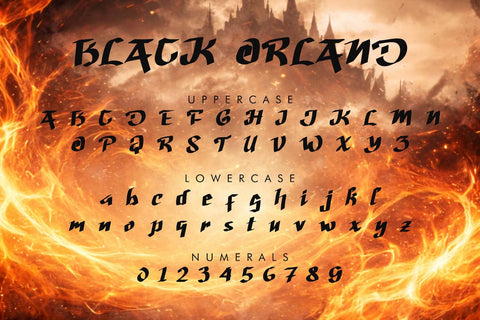 Black Orland Font Prasetya Letter 