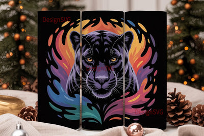 Black Panther Colorful Burst Tumbler Sublimation DesignSVG 