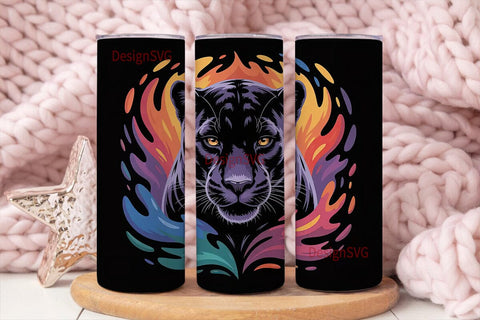 Black Panther Colorful Burst Tumbler Sublimation DesignSVG 