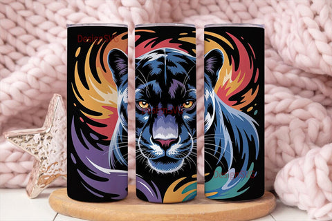 Black Panther Colorful Burst Tumbler Sublimation DesignSVG 