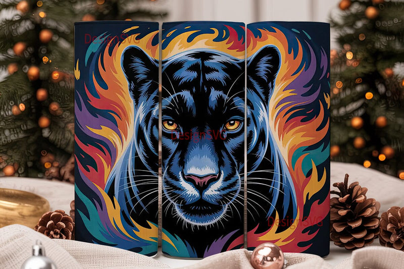 Black Panther Colorful Burst Tumbler Sublimation DesignSVG 