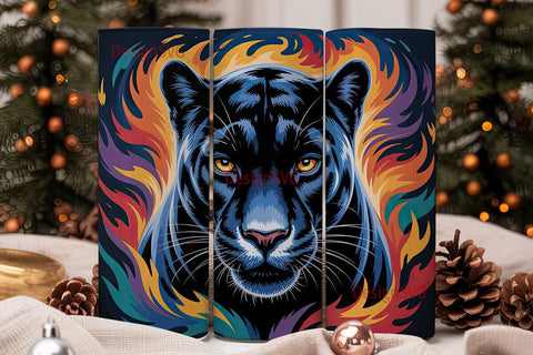 Black Panther Colorful Burst Tumbler Sublimation DesignSVG 