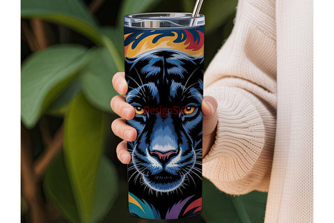 Black Panther Colorful Burst Tumbler Sublimation DesignSVG 