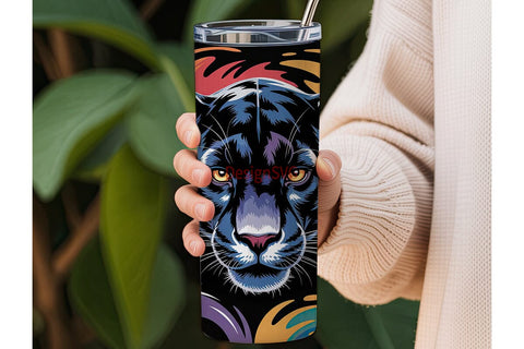 Black Panther Colorful Burst Tumbler Sublimation DesignSVG 