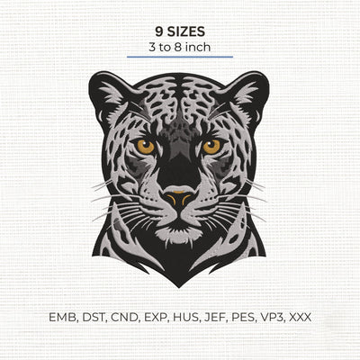 Black Panther Embroidery Design – Realistic Wild Leopard Head Big Cat Wildlife Machine Embroidery File Embroidery/Applique DESIGNS PatternFeed8 