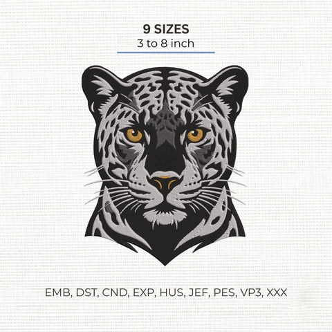 Black Panther Embroidery Design – Realistic Wild Leopard Head Big Cat Wildlife Machine Embroidery File Embroidery/Applique DESIGNS PatternFeed8 