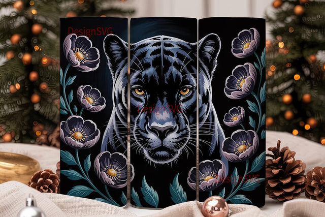Black Panther Floral 20oz Tumbler Wrap Sublimation DesignSVG 