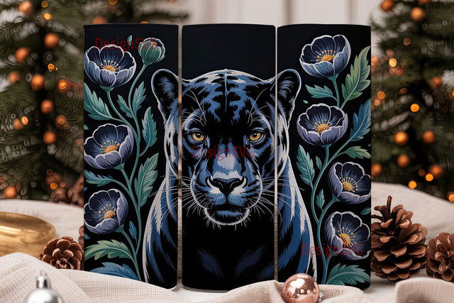 Black Panther Floral 20oz Tumbler Wrap Sublimation DesignSVG 