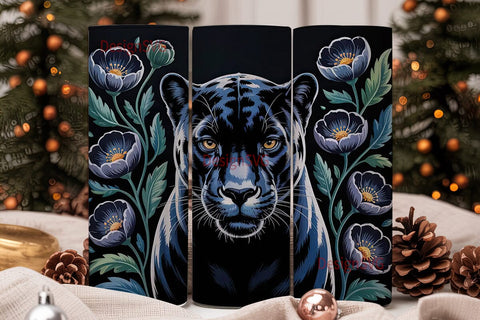 Black Panther Floral 20oz Tumbler Wrap Sublimation DesignSVG 